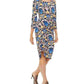 Vestido midi feminino estampado assimétrico em mistura de linho, azul, tamanho pequeno, da INC International Concepts