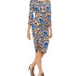 Vestido midi feminino estampado INC International Concepts em mistura de linho, turquesa/azul, tamanho XX-grande
