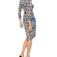 Vestido midi feminino estampado INC International Concepts em mistura de linho, turquesa/azul, tamanho XX-grande