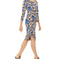 Vestido midi feminino estampado INC International Concepts em mistura de linho, turquesa/azul, tamanho XX-grande