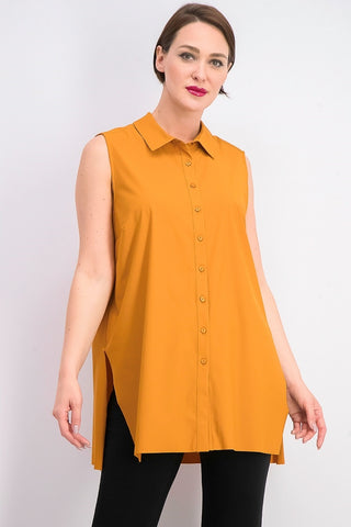 Túnica feminina Alfani sem mangas de malha com botões na frente, laranja, tamanho X-S