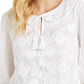 Blusa feminina de algodão estilo camponês, branca, tamanho X-S
