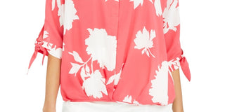 Alfani Women's Roll Front Blouse Pink Size Small