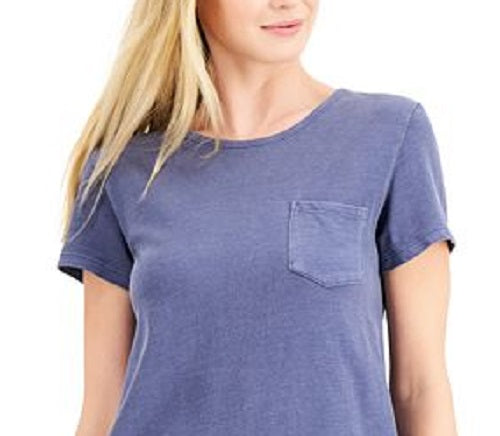Vestido camiseta feminino estilo &amp; co com um bolso, roxo, tamanho pequeno