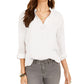 Blusa popover texturizada lisa feminina Style &amp; Co, branca, tamanho X-S