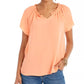 Blusa feminina estilo &amp; co, manga curta, laranja, tamanho médio