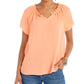 Blusa feminina estilo &amp; co, manga curta, laranja, tamanho extra pequeno