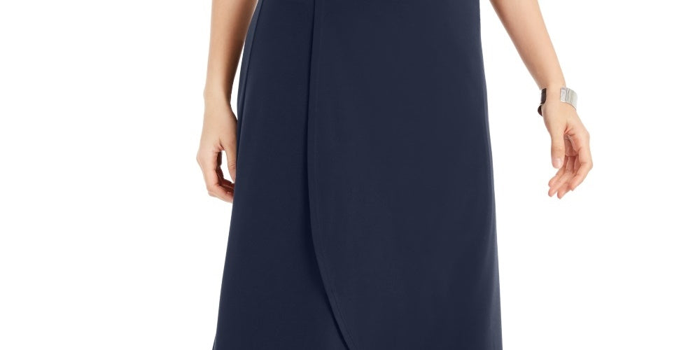 Saia feminina com bainha tulipa lisa, azul, tamanho médio, da coleção JM