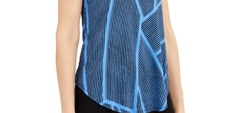 Camiseta feminina Alfani com estampa de malha, azul marinho, tamanho XX-G