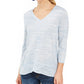 Blusa feminina com decote em V estilo &amp; co, azul, tamanho médio