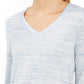 Blusa feminina com decote em V estilo &amp; co, azul, tamanho médio