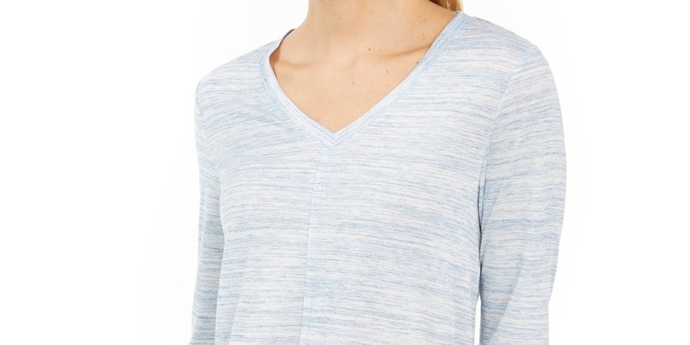 Blusa feminina com decote em V estilo &amp; co, azul, tamanho médio
