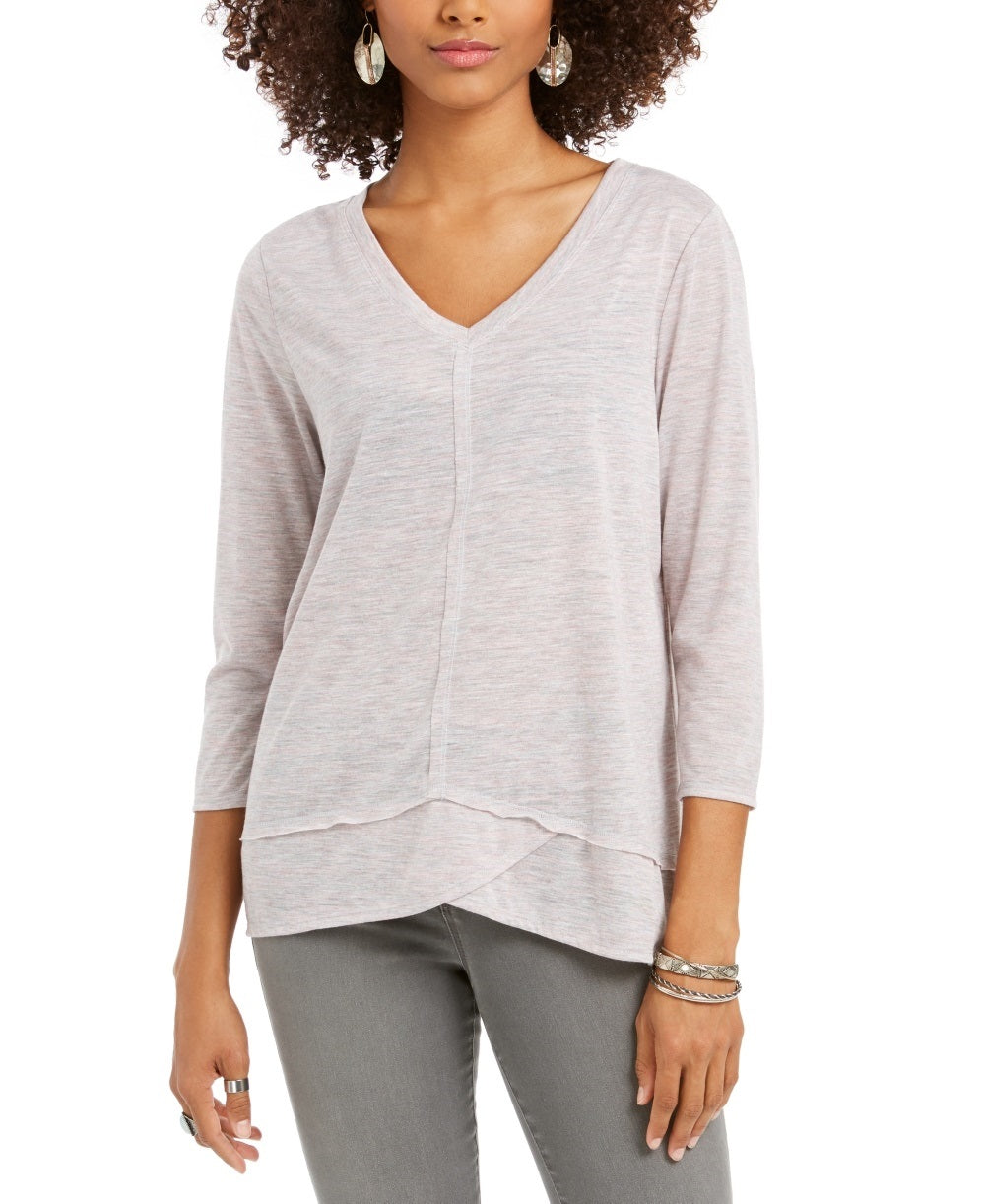 Top feminino com decote em V estilo &amp; co, rosa, tamanho extrapequeno