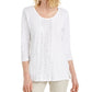 JM Collection Top feminino com decote redondo e lantejoulas, bege-cáqui, tamanho extragrande