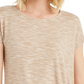 Camiseta feminina com bainha amarrada JM Collection, bege, tamanho pequeno