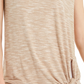 Camiseta feminina com bainha amarrada JM Collection, bege, tamanho pequeno