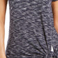 Camiseta feminina com amarração na bainha JM Collection, azul médio, tamanho pequeno