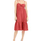 Vestido midi feminino INC International Concepts com frente torcida e mistura de linho, laranja, tamanho grande