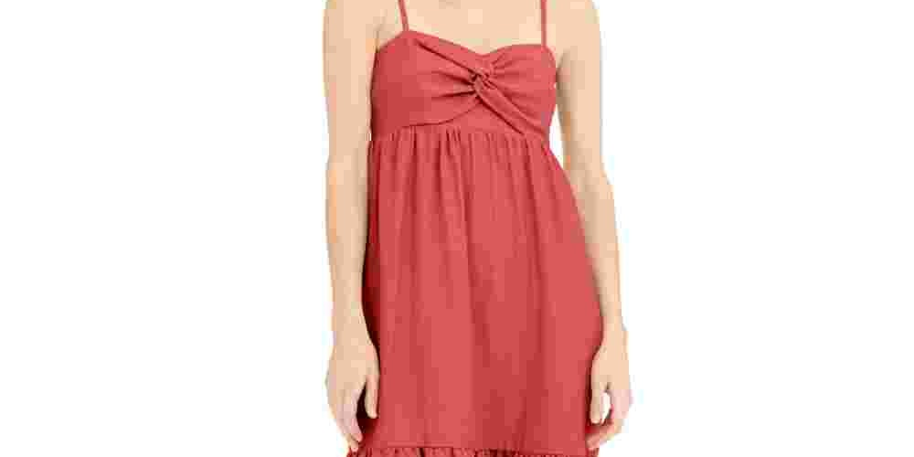 Vestido midi feminino INC International Concepts com frente torcida e mistura de linho, laranja, tamanho grande