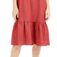 Vestido midi feminino INC International Concepts com frente torcida e mistura de linho, laranja, tamanho grande