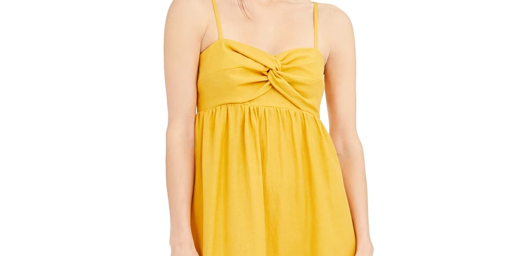 Vestido feminino com decote em V e decote em V, da INC International Concepts, amarelo, tamanho grande