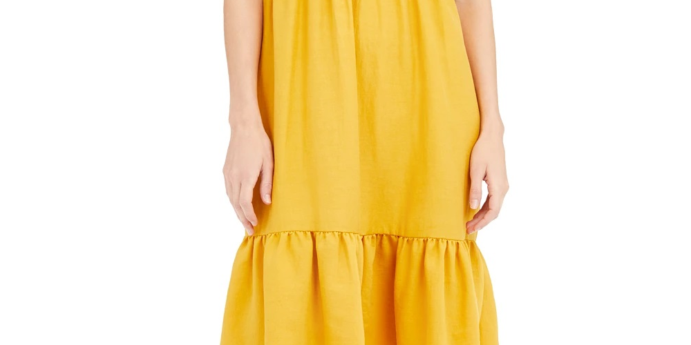 Vestido feminino com decote em V e decote em V, da INC International Concepts, amarelo, tamanho grande