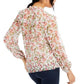 Blusa feminina estampada estilo camponês INC International Concepts, branca, tamanho pequeno