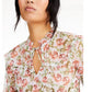 Blusa feminina estampada estilo camponês INC International Concepts, branca, tamanho pequeno