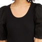 Blusa feminina com manga popeline canelada da INC International Concepts, preta, tamanho X-S