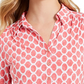Camisa polo feminina Charter Club com estampa de manga 3/4, preta, tamanho pequeno