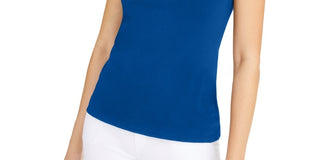 Regata feminina Alfani com decote quadrado, azul, tamanho médio