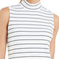 Charter Club Blusa feminina sem mangas com gola alta, branca, tamanho extragrande