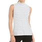 Blusa feminina sem mangas com gola alta Charter Club, branca, tamanho grande