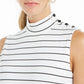 Blusa feminina sem mangas com gola alta Charter Club, branca, tamanho grande