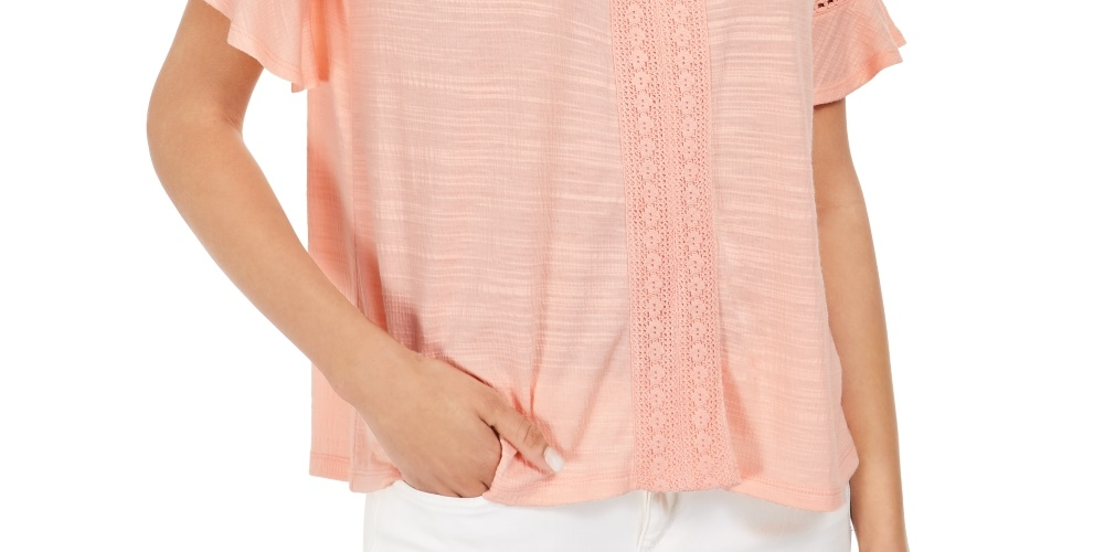 Top de crochê feminino Style &amp; Co laranja tamanho X-S