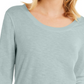 Blusa feminina estilo &amp; co, manga 3/4, decote redondo, azul, tamanho grande