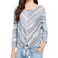 Top listrado feminino Style &amp; Co com amarração frontal, azul-marinho, tamanho extragrande