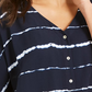 Blusa feminina listrada tie-dye com amarração frontal, tamanho médio, azul-marinho, estilo &amp; co