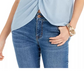 Blusa feminina estilo &amp; co com decote em V e frente torcida, azul, tamanho extragrande