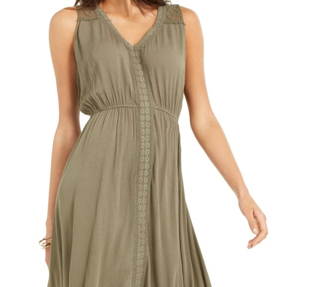 Vestido feminino estilo &amp; co com bainha de lenço verde tamanho extrapequeno