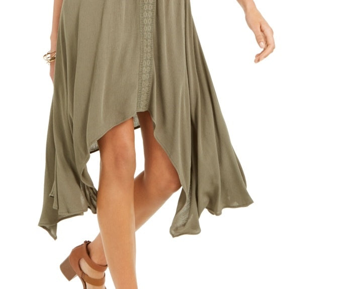 Vestido feminino estilo &amp; co com bainha de lenço verde tamanho extrapequeno