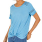 Top de renda com detalhes estilo &amp; co feminino azul tamanho extragrande