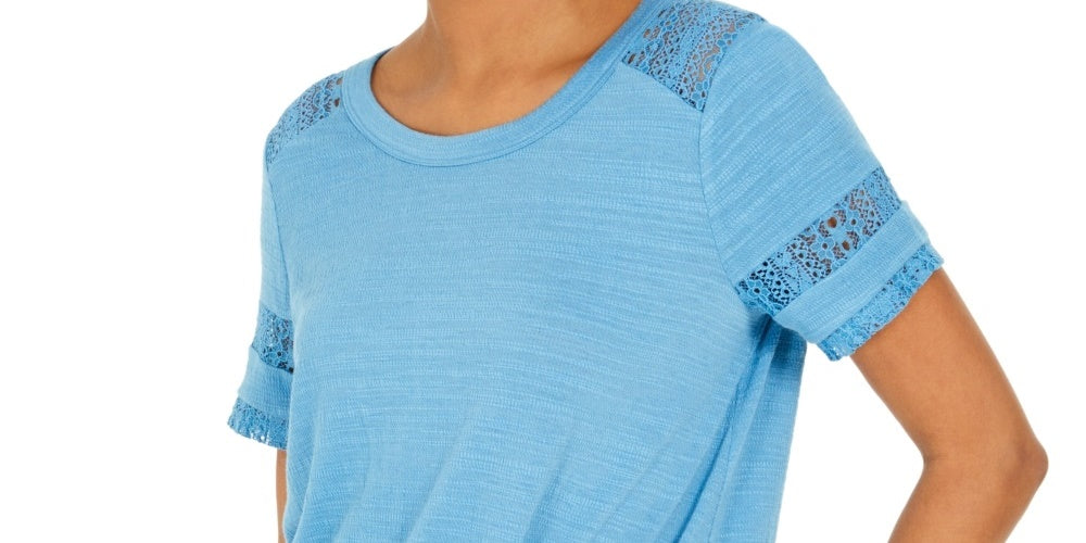 Top de renda com detalhes estilo &amp; co feminino azul tamanho extragrande
