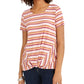Blusa listrada com decote torcido e frente única feminina Style &amp; Co, vermelha, tamanho XX-G
