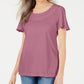 Blusa feminina Karen Scott com acabamento em trama de cesta e mangas bufantes, rosa, tamanho grande