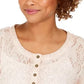 Top Henley de renda feminino Style &amp; Co, branco, tamanho X-S
