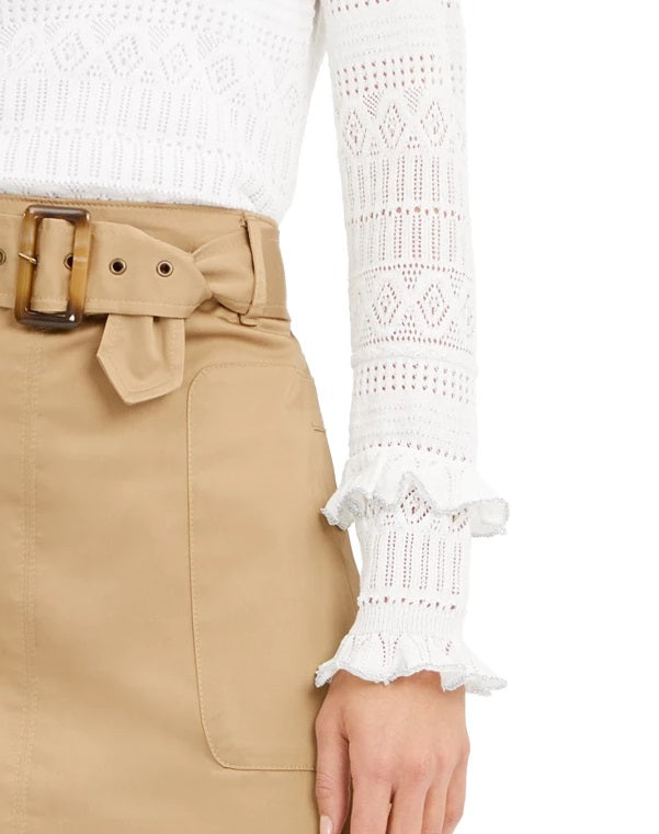 Suéter feminino Pointelle com babados e acabamento em babados da INC International Concepts, tamanho XX-G