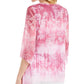 Blusa feminina JM Collection com estampa Paisley e decote dividido, rosa, tamanho grande