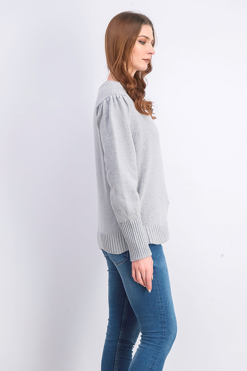 Suéter feminino de manga bufante Style &amp; Co, cinza, tamanho extra grande