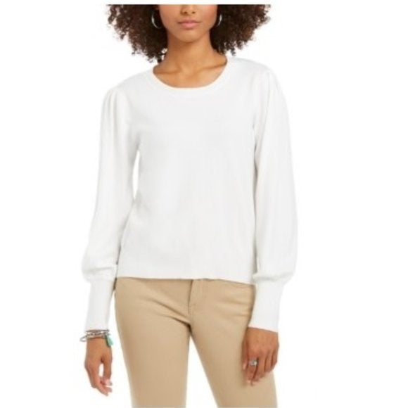 Blusa feminina estilo &amp; co com mangas compridas, branca, tamanho extragrande